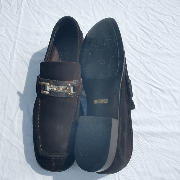 Gucci Brown Suede Bit loafers Men Size 42E 8.5 US